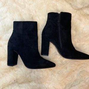 Over ankle black boot heels
